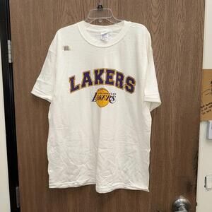 Vtg 90S Lakers Logo White T-Shirt W Tag